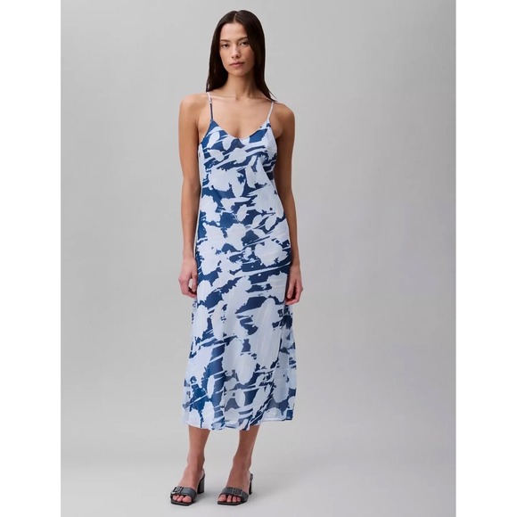 Calvin Klein Dresses & Skirts - CALVIN KLEIN Slip Midi Dress Blue White NEW Beach Casual Spring Lightweight